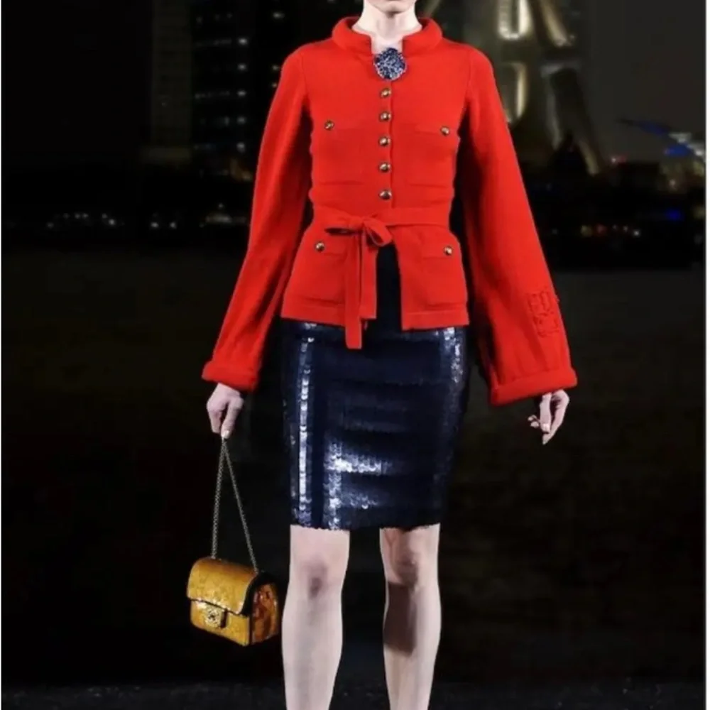 CHANEL Black Wool Button Front Cardigan Jacket
